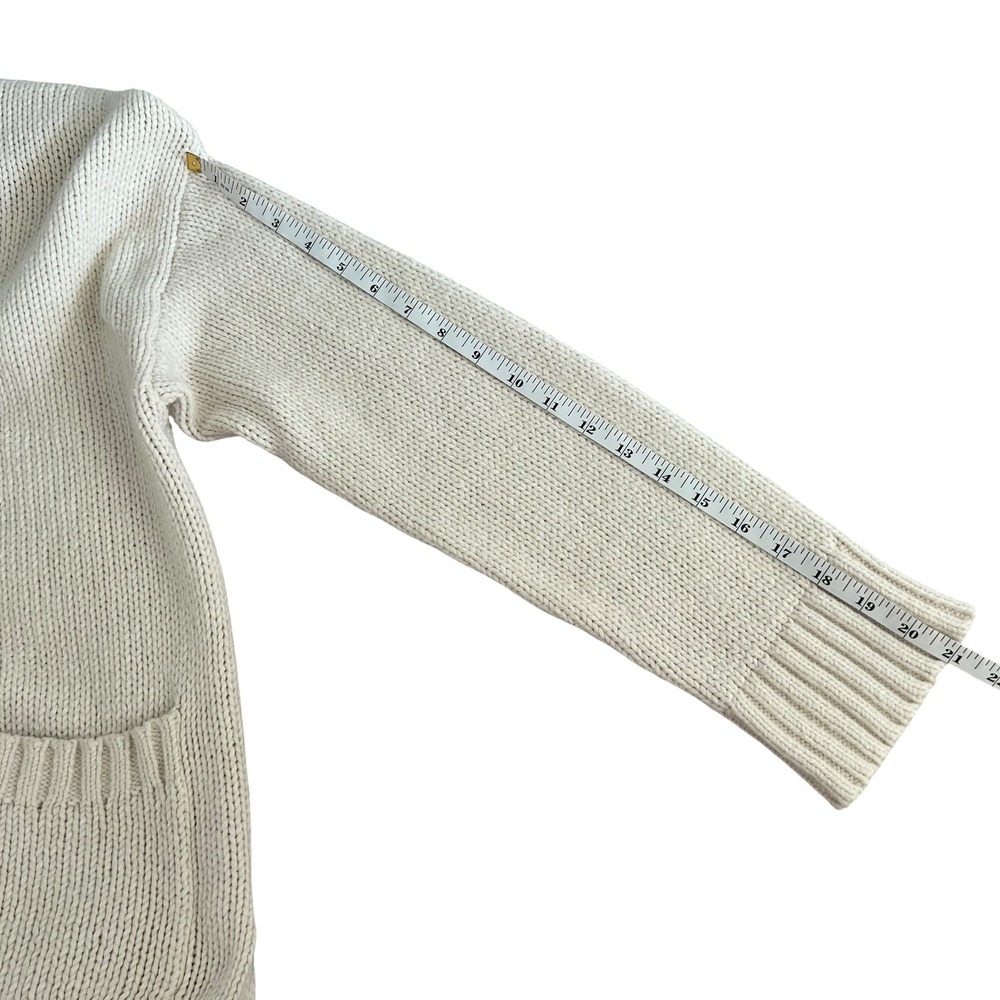 Jenni Kayne Cody Chunky Cream Knit Button Cardigan Front Pockets SZ M Minimalist - Picture 15 of 15